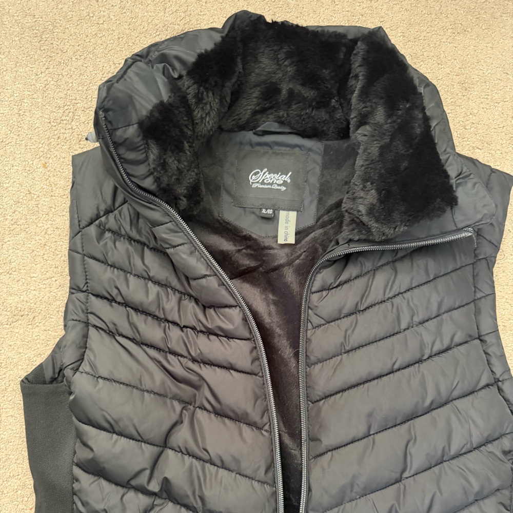 Black Quilted Vest with Plush Lining